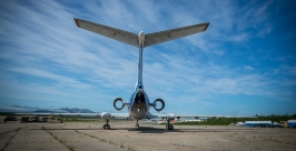 Самолет Ту-154 авиакомпании Мавиал. Возможно, именно на нем был совершен первые перелет из  Александр Крылов, ИА Magadanmedia