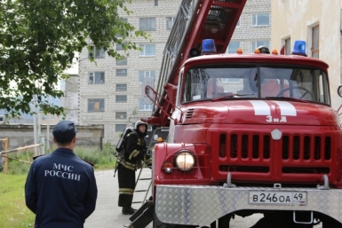 Пожарная тренировка Пресс-служба ГУ МЧС России по Магаданской области